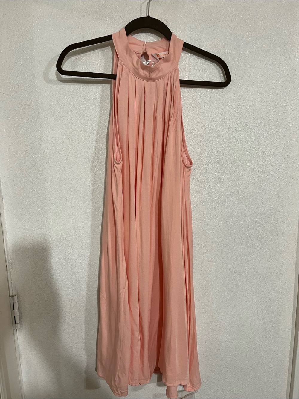 Sleeveless Pink Midi Dress - Elegant High Neck